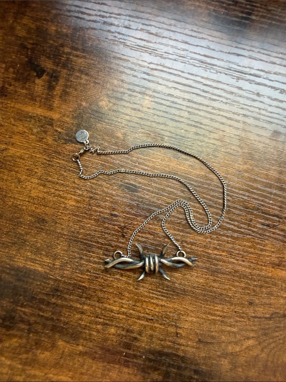 Barbed Wire Pendant Necklace in Antique Sterling  Silver by mercury hour